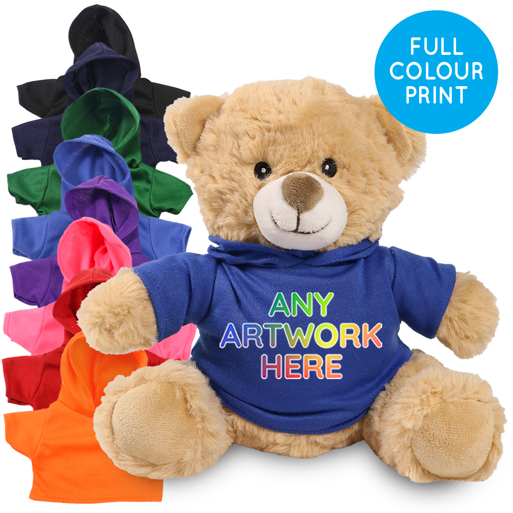 Promotional Catherine II in Printed Coloured Hoody - Branded Soft Toys - Large Teddy Bear
