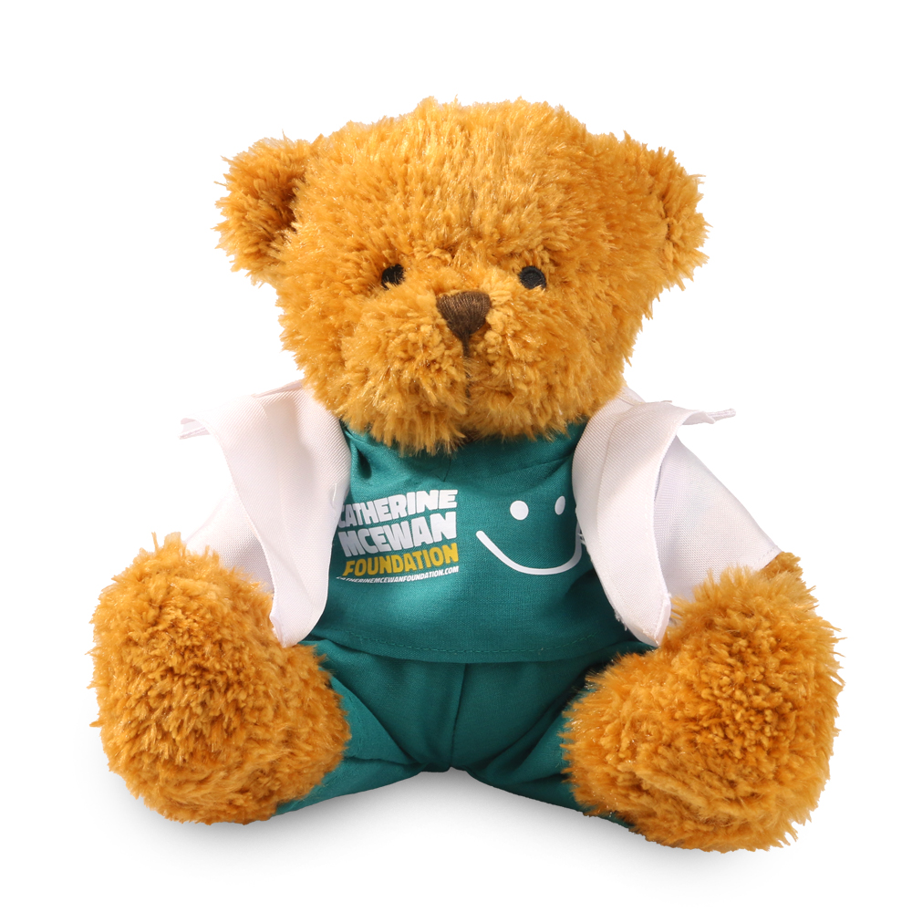 Promotional James II Golden Bear in Printed Medical Outfit - Branded Soft Toys - Medium Teddy Bear