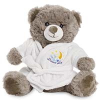 Promotional Catherine I 20cm ECO Bear in Printed Dressing Gown - Branded Soft Toys - Large Teddy Bear