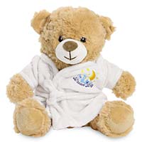 Promotional Catherine II 20cm ECO Bear in Printed Dressing Gown - Branded Soft Toys - Extra Large Teddy Bear
