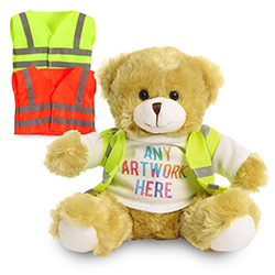 Promotional Elizabeth 20cm Bear in Custom Hi-Vis Jacket - Printed Soft Toys - Large Teddy Bear