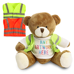 Promotional Richard Bear in Custom Hi-Vis Jacket - Printed Soft Toys - Large Teddy Bear