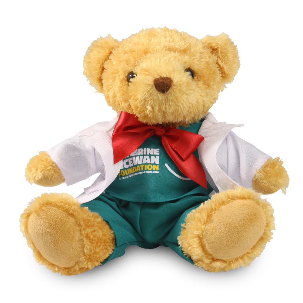 Promotional William 18cm Golden Bear in Printed Medical Outfit - Branded Soft Toys - Medium Teddy Bear